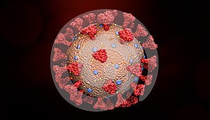 Accurate scientific render of a coronavirus cell like covid or a flu virus structure with spikes glycoprotein, M proteins, E photo