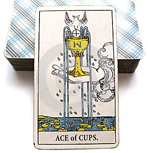 Ace of Cups Tarot Card New love Love Joy Happiness Happy News Contentment Beginnings of Love Conception Big Hearted Sharing