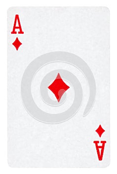 Ace of Diamonds playing card isolated on white photo