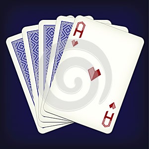 Ace of hearts and four cards - playing cards vector illustration