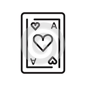 Ace of hearts icon vector sign and symbol isolated on white back