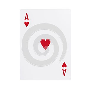 Ace of hearts playing card. photo