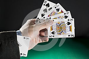 Ace in the hole, poker concept for business success and competition