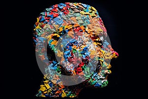 ace made of colorful puzzle pieces, representing fresh ideas and the process of finding solutions and answers.