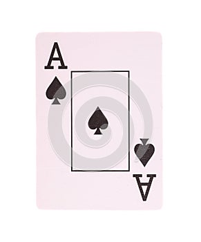 Ace poker card of spades isolated