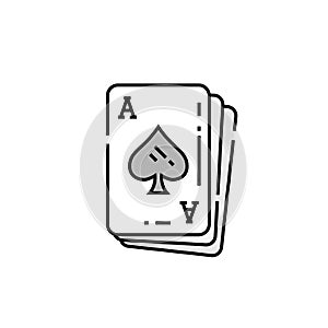 Ace of spades card line icon