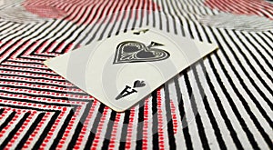 Ace of spades playing cards, selective focus on subject photo