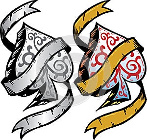 Ace of Spades tattoo style vector illustration