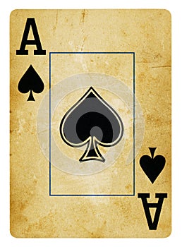 Ace of Spades Vintage playing card isolated on white