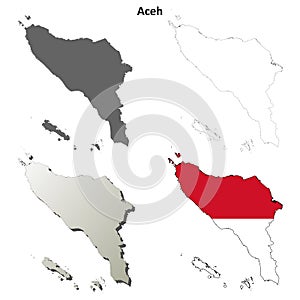 Aceh blank outline map set