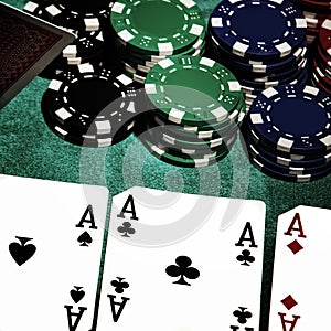 aces with blurry chips