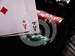 aces with blurry chips