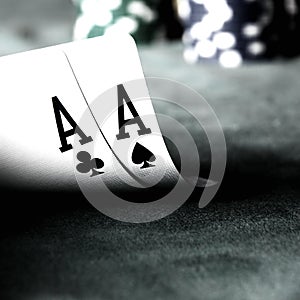 aces with blurry chips