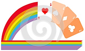 Aces cards on colorful rainbow isolated