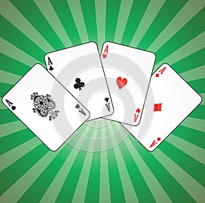 Aces on green background