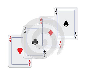 Aces hand cascade playing cards