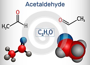 Acetaldehyde, ethanall, CH3CHO molecule. It is ketone, is used in the manufacture of acetic acid, perfumes, dyes, drugs, as a