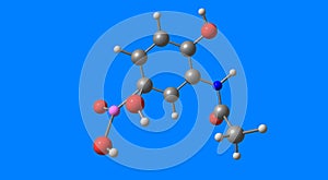 Acetarsol molecular structure isolated on blue