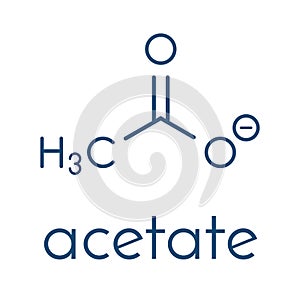 Acetate anion, chemical structure. Skeletal formula.
