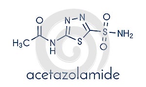 Acetazolamide diuretic drug molecule carbonic anhydrase inhibitor. Skeletal formula.