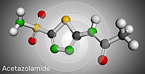 Acetazolamide molecule. It is carbonic anhydrase inhibitor used to treat edema from heart failure, certain types of epilepsy,