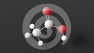 acetic acid molecule, molecular structure, food additive e260, ball and stick 3d model, structural chemical formula with colored