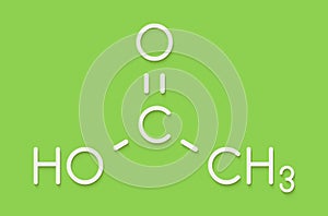 Acetic acid molecule. Vinegar is an aqueous solution of acetic acid. Skeletal formula.