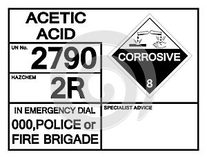 Acetic Acid UN2790 Symbol Sign, Vector Illustration, Isolate On White Background, Label .EPS10