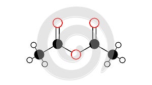 acetic anhydride molecule, structural chemical formula, ball-and-stick model, isolated image ethanoic anhydride