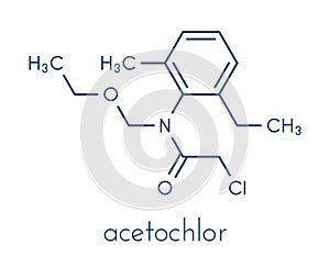 Acetochlor herbicide molecule. Skeletal formula