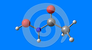 Acetohydroxamic acid molecular structure isolated on blue