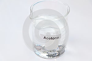 acetone in glass, chemical in the laboratory
