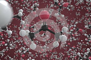 Acetone molecule, ball-and-stick molecular conceptual model. Scientific 3d rendering