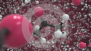 Acetone molecule, conceptual molecular model. Scientific looping 3d animation