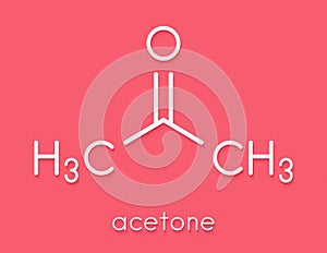 Acetone solvent molecule. Organic solvent used in nail polish remover. Skeletal formula.