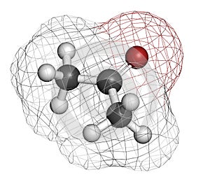 Acetone solvent molecule. Organic solvent used in nail polish remover. Atoms are represented as spheres with conventional color photo