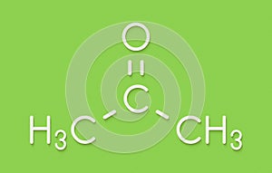 Acetone solvent molecule. Organic solvent used in nail polish remover. Skeletal formula. photo