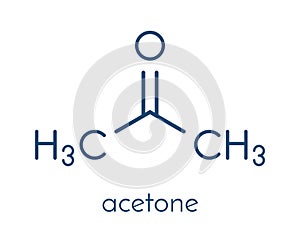 Acetone solvent molecule. Organic solvent used in nail polish remover. Skeletal formula. photo