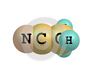 Acetonitrile molecule isolated on white