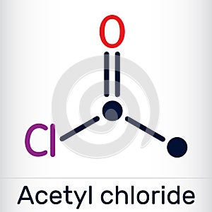Acetyl chloride molecule. It is acyl chloride, acyl halide. Skeletal chemical formula. Vector photo