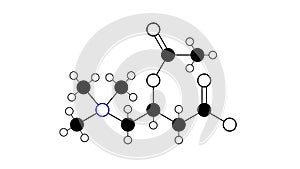 acetylcarnitine molecule, structural chemical formula, ball-and-stick model, isolated image acetyl-l-carnitine