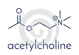 Acetylchloline ACh neurotransmitter molecule. Skeletal formula. photo