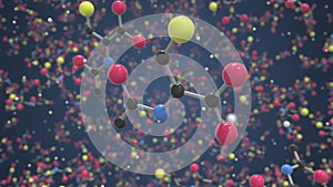 Acetylcysteine molecule. Ball-and-stick molecular model. Chemistry related looping 3d animation