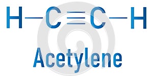 Acetylene or ethyne molecule. Used in oxy-acetylene welding. Skeletal formula.
