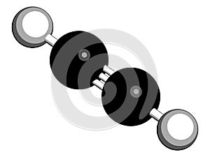 Acetylene ethyne molecule. Used in oxy-acetylene welding. 3D rendering. Atoms are represented as spheres with conventional color