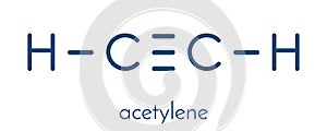 Acetylene ethyne molecule. Used in oxy-acetylene welding. Skeletal formula.