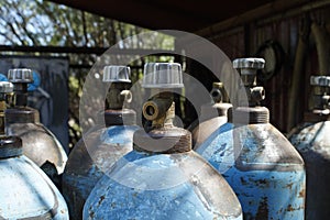 Acetylene and oxygen gas steel storage tanks for welding