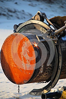 Acetylene torch and iron pipe