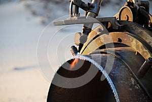 Acetylene torch and iron pipe