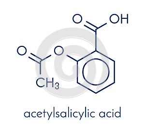 Acetylsalicylic acid aspirin drug molecule. Skeletal formula. photo